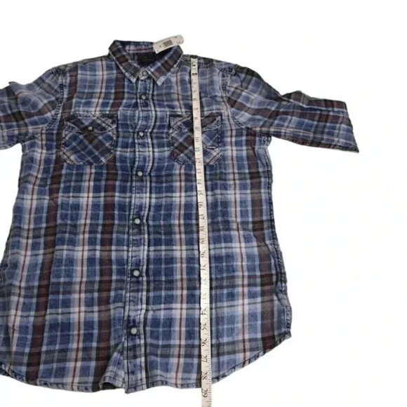 NWT Buffalo Plaid Check Blue Snap Button Dress Shirt Size Large - Picture 12 of 14